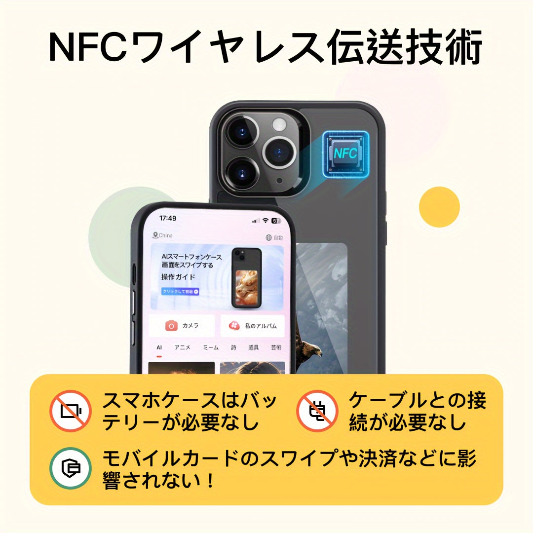 DIY NFC カスタム、専用3.7インチ4色電子ペーパー最新型スマホケース
