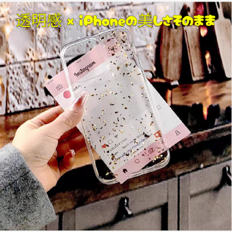 トレンド感UP！金箔スマホケース｜INS風・透明レジンカバー